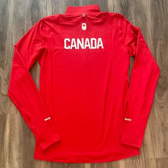 Nike Mens Canada Pro Elite Running 1/2 Zip Lightweight Shirt Jacket Red Sz MT